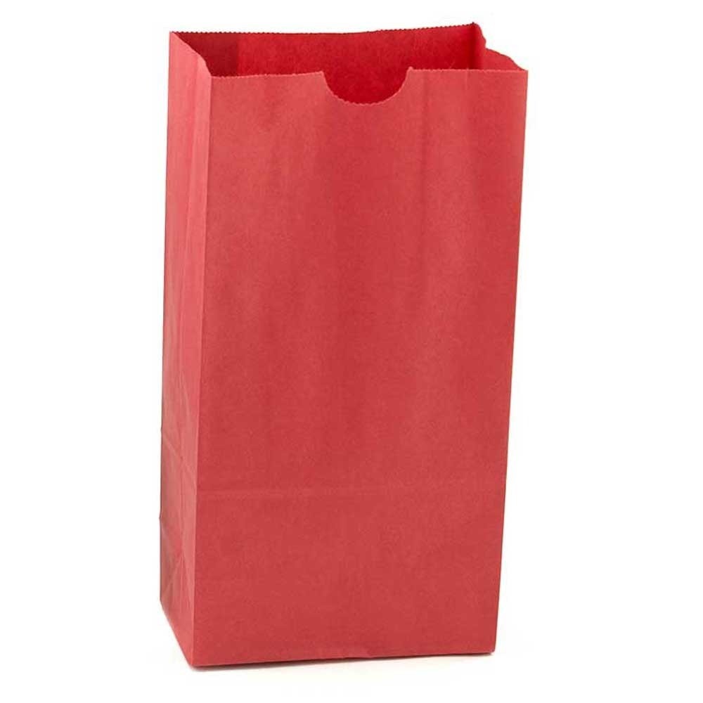 Craft Paper Bags (Small 4.5" x 2.5" x 8.5", Red, 100)