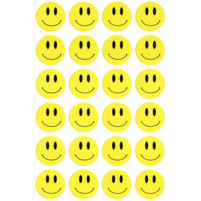 Yellow Smiley Stickers 1" (10 Sheets)