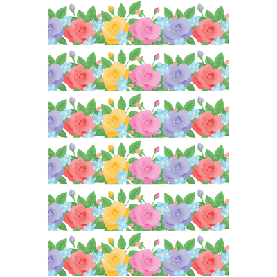 Stickers Flower Strips 1" x 4" Color Print 10/pk