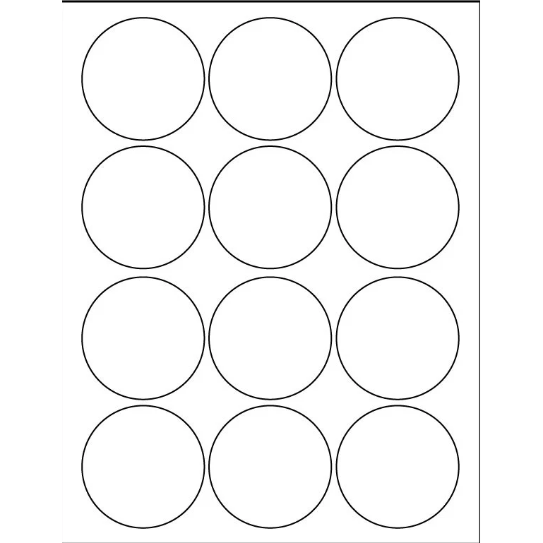 Round Clear Laser labels 2 1/2" 12 On A Sheet 20/pk