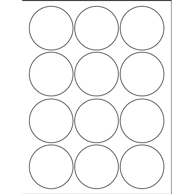 Round Clear Laser labels 2 1/2" 12 On A Sheet 20/pk