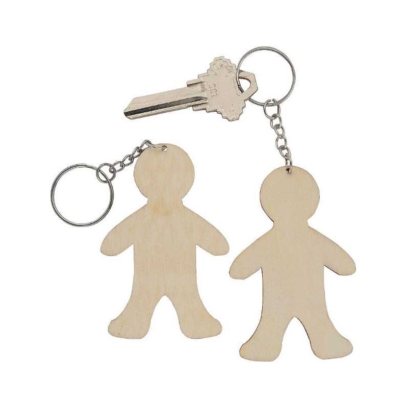 DIY Unfinished Wood People-Shaped Keychains, 4", 12/pk