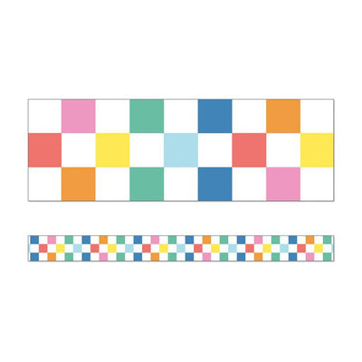 Checkered Rainbow Straight Bulletin Board Borders
