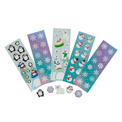 Bulk Winter Wonderland Sticker Sheets Assorted 2" x 6" 100/pk