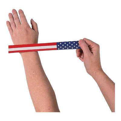 Patriotic Flag Slap Bracelets 9 1/2" - 12 Pc.