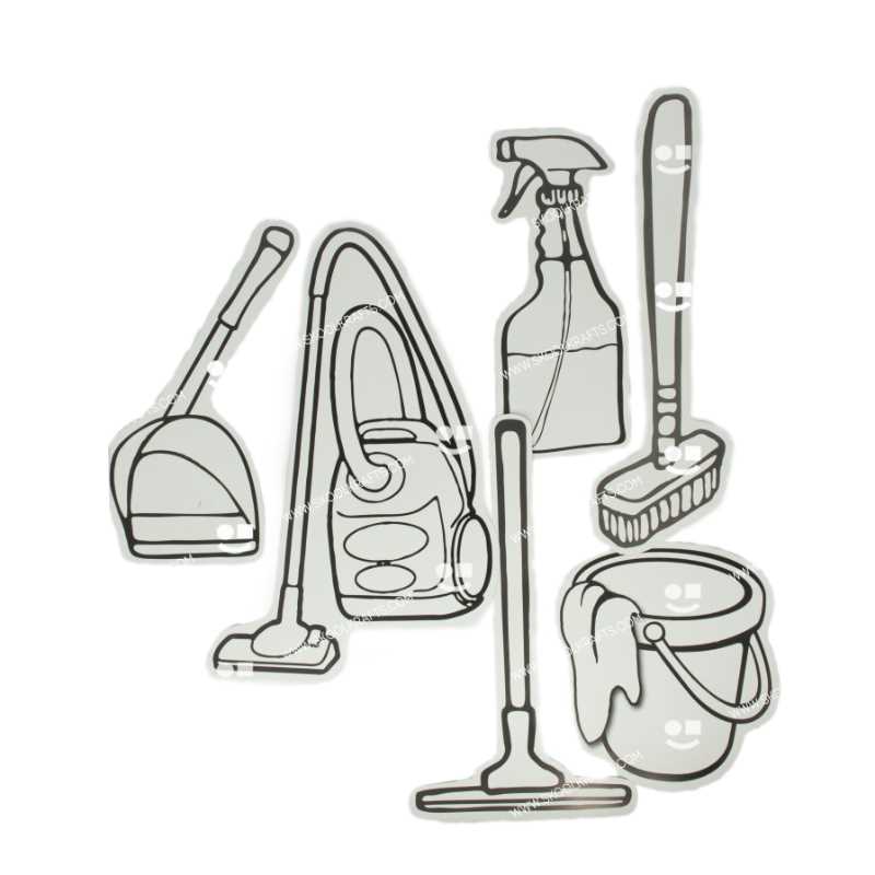 Jumbo Color Your Own Cleaning Supply Cutouts 12 1/2" 6 Sets (discontinued)
