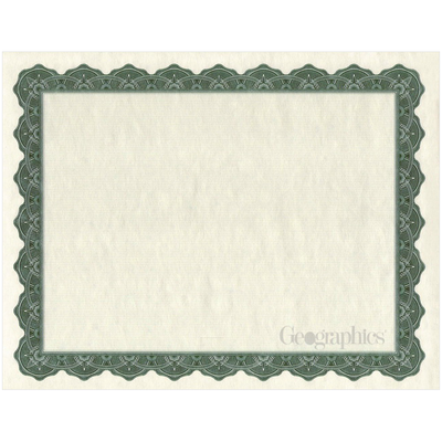 Optima Parchment Certificate Paper 8 1/2" x 11" 50 Sheets Green