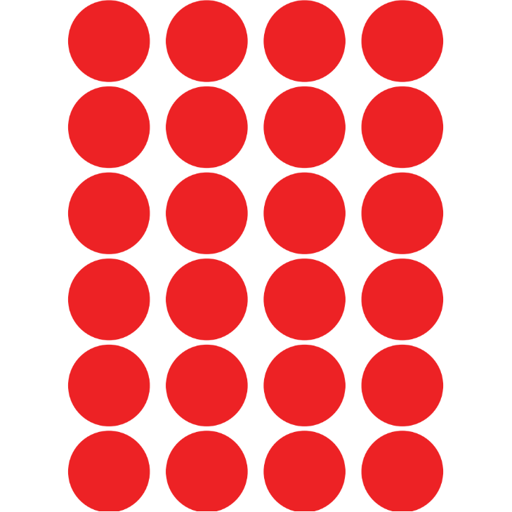 Color Coding Dot Stickers All 1" Red 25mm Color Print 32/pk