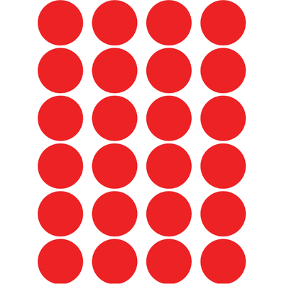 Color Coding Dot Stickers All 1" Red 25mm Color Print 32/pk