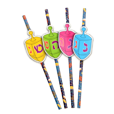 chanukah paper straws 12/pk