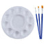 Paint Palette 6.5" Plastic Round 10 Well w/ 3 Paint Brushes