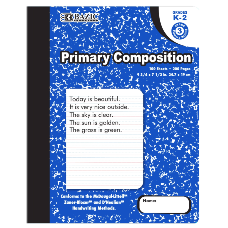 Primary Marble Composition Book Grades K-2 100 pages