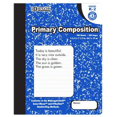 Primary Marble Composition Book Grades K-2 100 pages