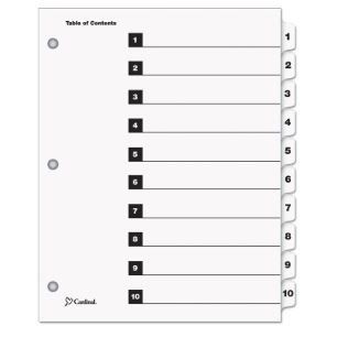 Table Of Content Subject Dividers