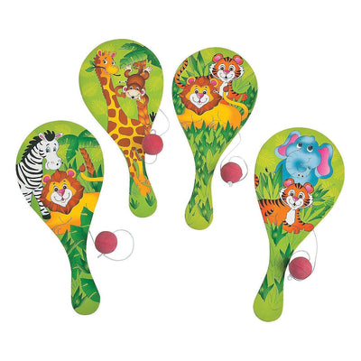 Zoo Animal Paddleballs, 9", 12/pk