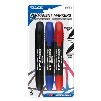 Asst. Color Double-Tip Permanent Marker (3/Pack)