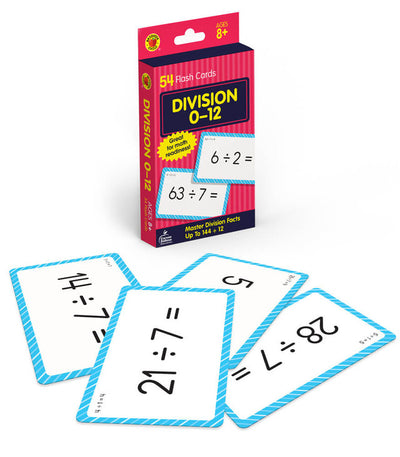 Division 0-12 Pocket Flash Cards 3 1/8" x 5 1/4" 54 Cards