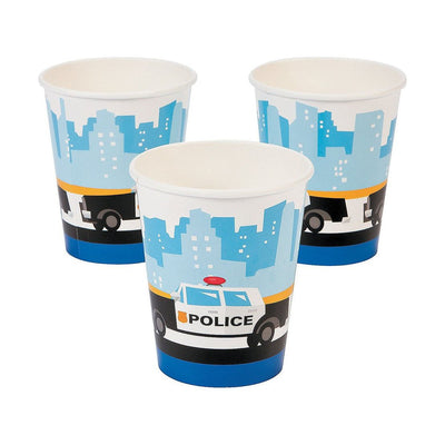 Paper Police Party Cups 3 3/4" 9oz - 8 Pc.