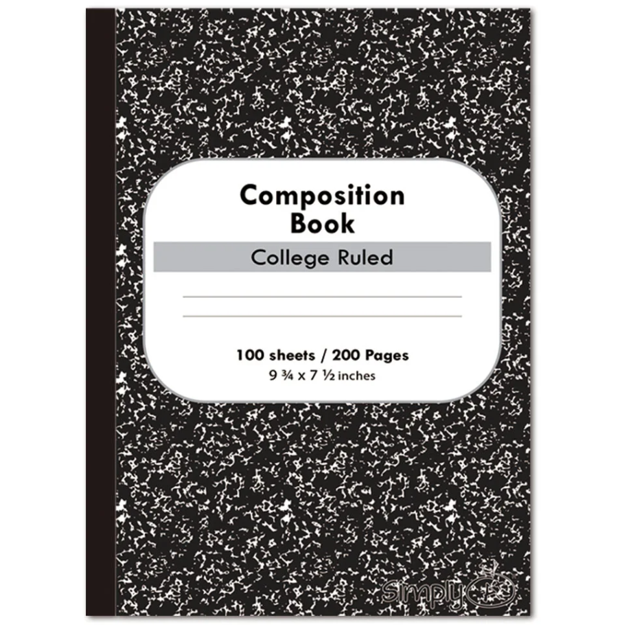 Black Composition Book College Ruled 100 Sheets