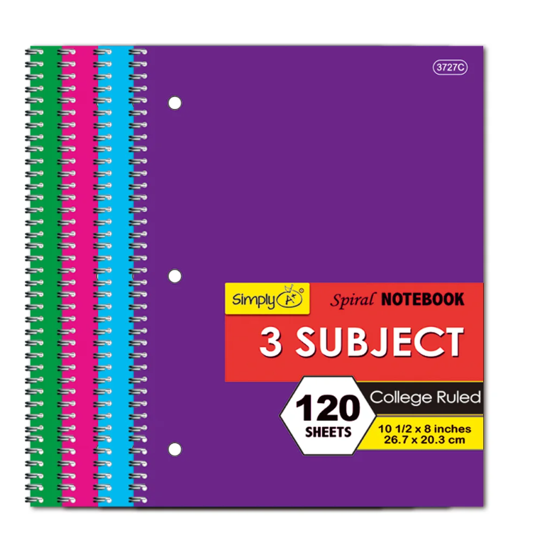 3 Subject Notebook College Ruled 120 Sheets