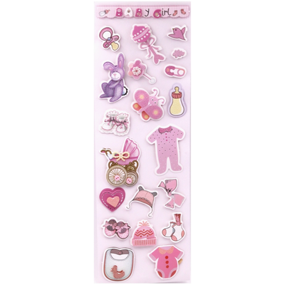 3D Fancy Stickers - Baby Shower, Girl