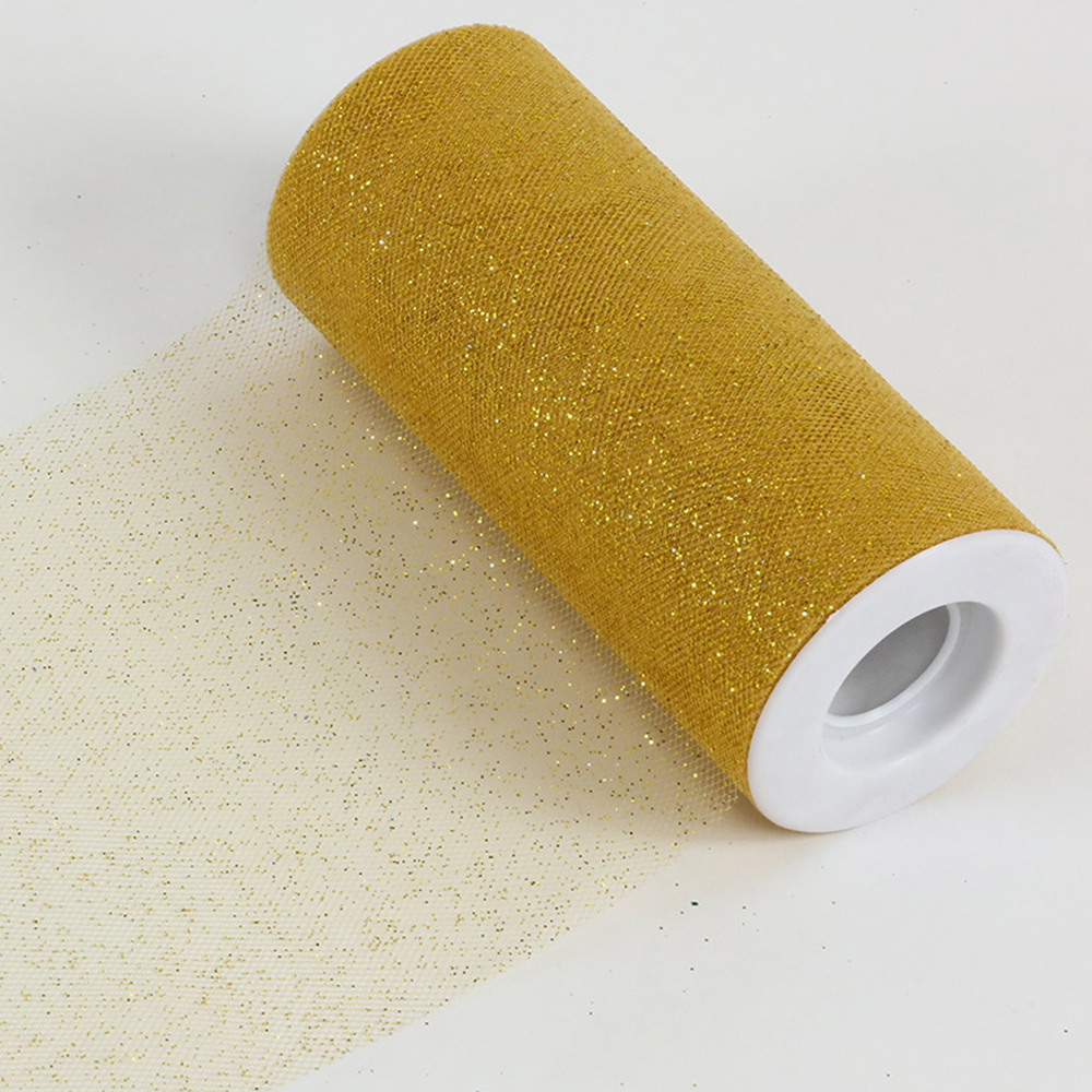 Spakle Glitter Tulle 6" x 25yd Gold