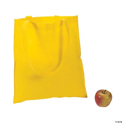 Yellow Tote Bags 15" x 17" with 10" Handle 12/pk
