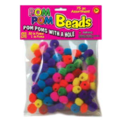 Pom Pom Beads Assorted colors (1", 50 Pack)