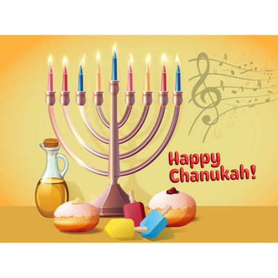 Happy Chanuka Poster Laminated 18" x 24" (English)