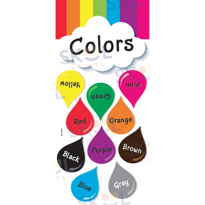 Color Raindrops bulletin board set (English) not Die Cut
