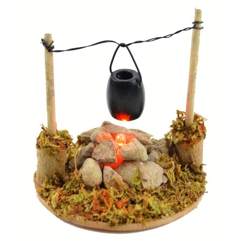 Miniature Garden Fire Pit With Cooking Pot 3.25"