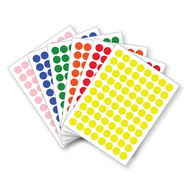 Color Coding Dot Sticker Assorted Sheets 1/2" 13mm Color Print 32/pk