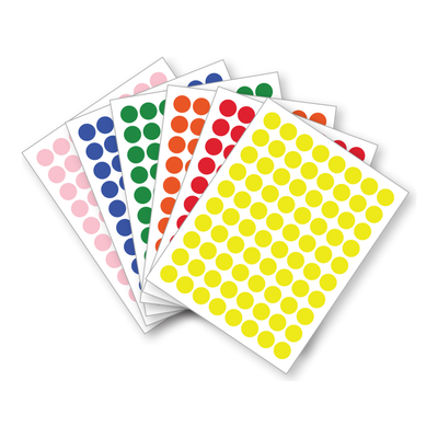 Color Coding Dot Sticker Assorted Sheets 1/2" 13mm Color Print 32/pk