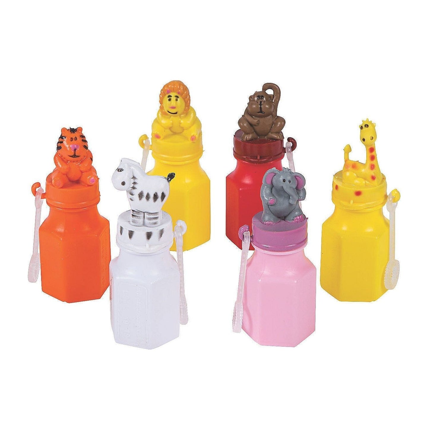 Plastic Zoo Animal Character Bubble Bottles - 12/pk
