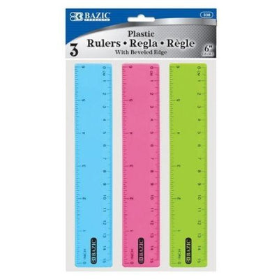 Ruler (Assorted, 6", 3/pk)