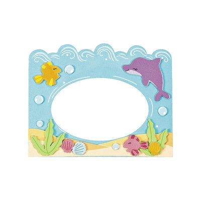 Foam Under the Sea Picture Frame Magnet Craft Kit 6" x 4 1/2" with a 4" x 2 1/2" photo space. Makes 12