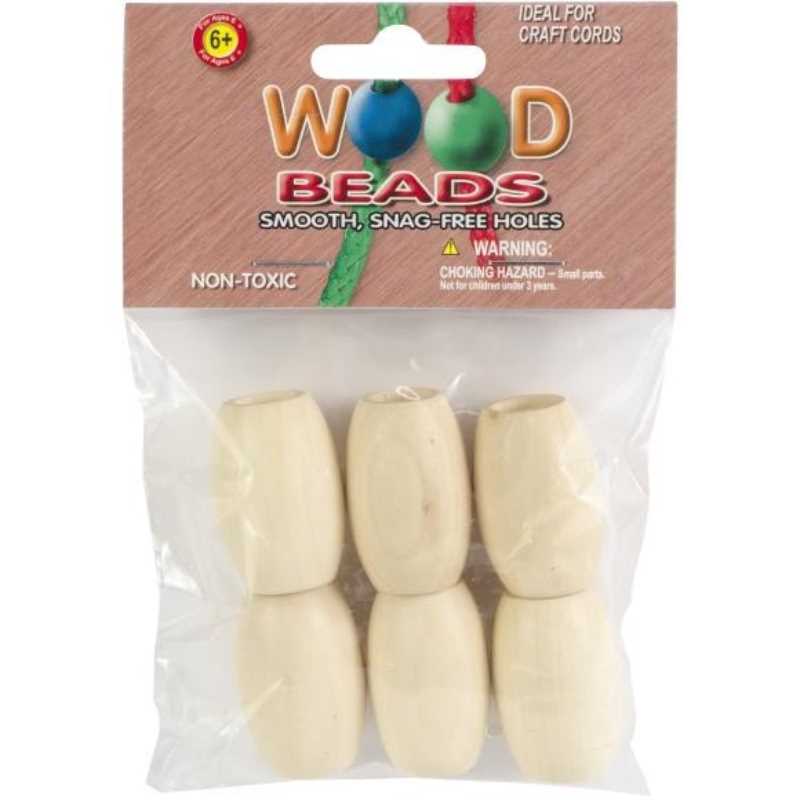 Oval wood beads 6/pk