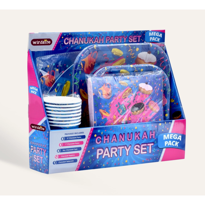 Mega Chanukah Party Set of 8 - Pink & Blue
