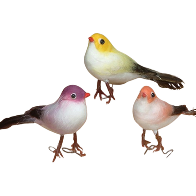 4" Feather Birds Assorted 12pcs