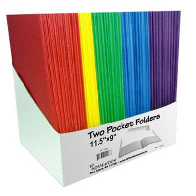 Two Pocket Paper Folders (Assorted, 100 Pack)