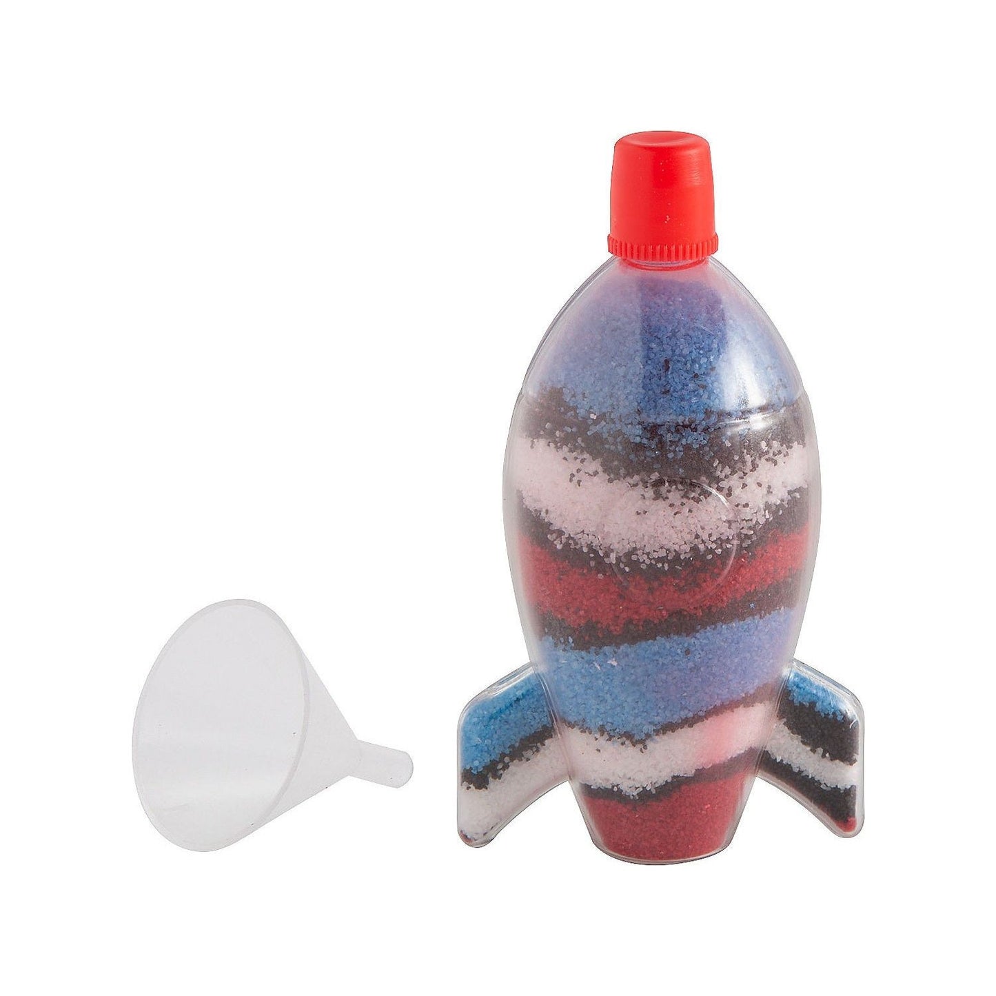 Rocket Ship Sand Art Bottles, Includes 1 funnel, Plastic, 2 1/2" x 3 1/2", 12/pk