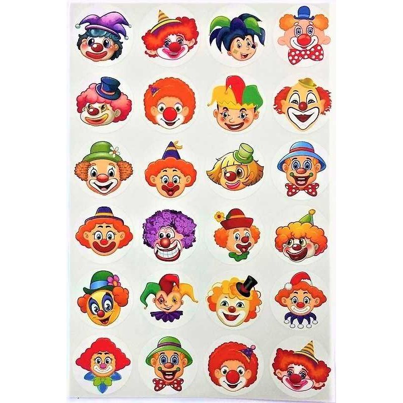 Clown Stickers 1" 10 sheets