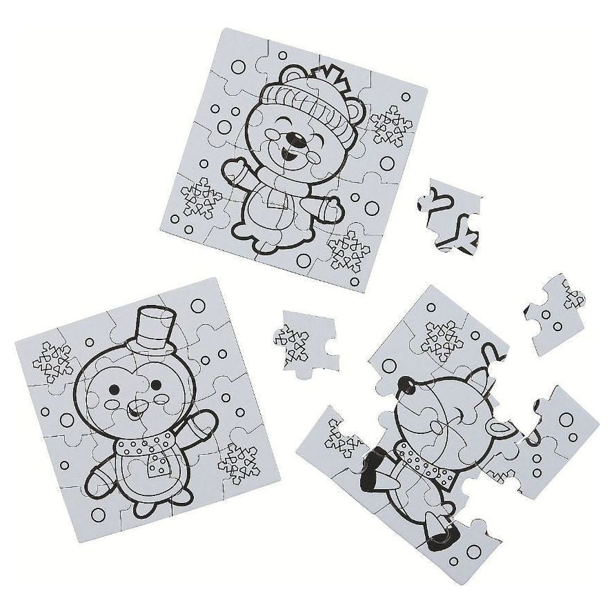 DIY Mini Winter Puzzles 50/pk 16 Pc Puzzle 4" x 4"