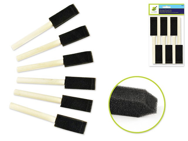 Sponge Brush 6/pk 1" w/Wood Handle
