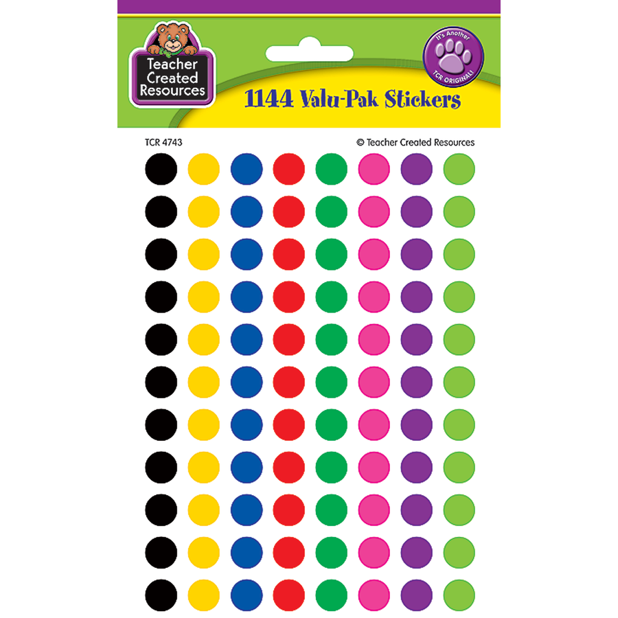 Colorful Mini Dot Stickers Value Pack 3/8" 1144/pk