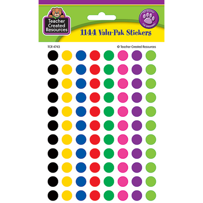 Colorful Mini Dot Stickers Value Pack 3/8" 1144/pk