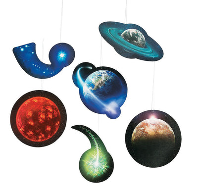 Outer Space VBS Hanging Decor 8" - 13" x 6 3/4" - 10" -6 Pc.
