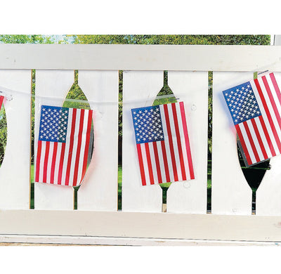 Plastic Line of American Flags  8" x 12", 15 ft.