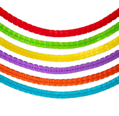Rainbow Colors Tissue Paper Garlands 9 ft. - 6 Pc.