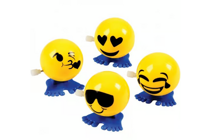Wind Up Hopping Smiley Faces 12/pk 1.5"